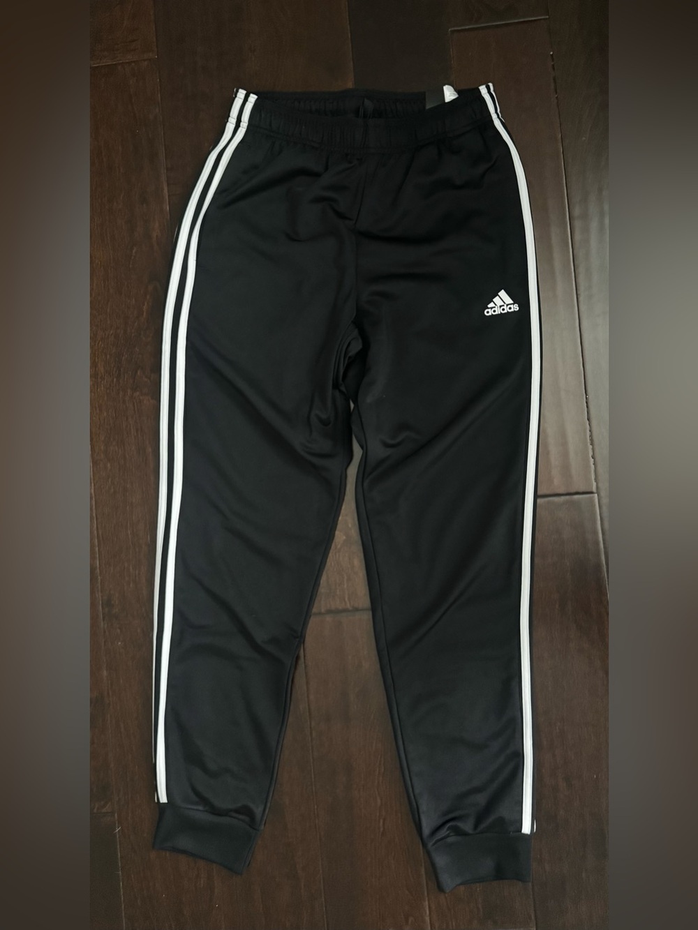 adidas Black Joggers with White Side Stripes - Kids